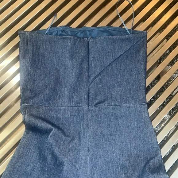 Naked Wardrobe Vibrant Blue denim strapless, one piece fitted romper - Picture 6 of 7